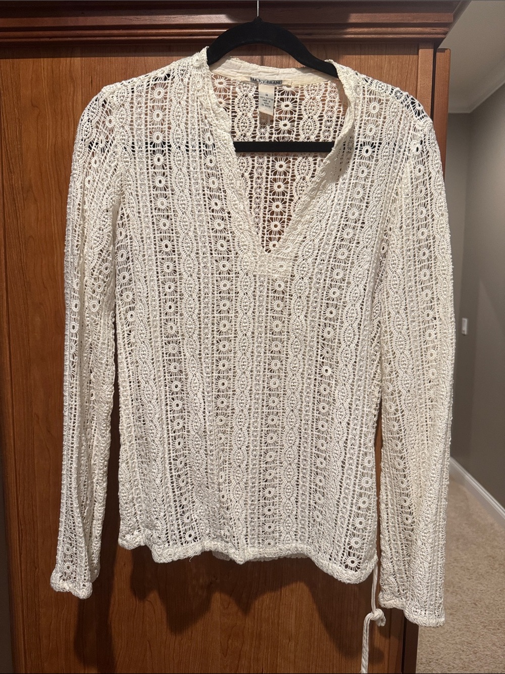 Lucky Brand White Crochet V-Neck Tunic